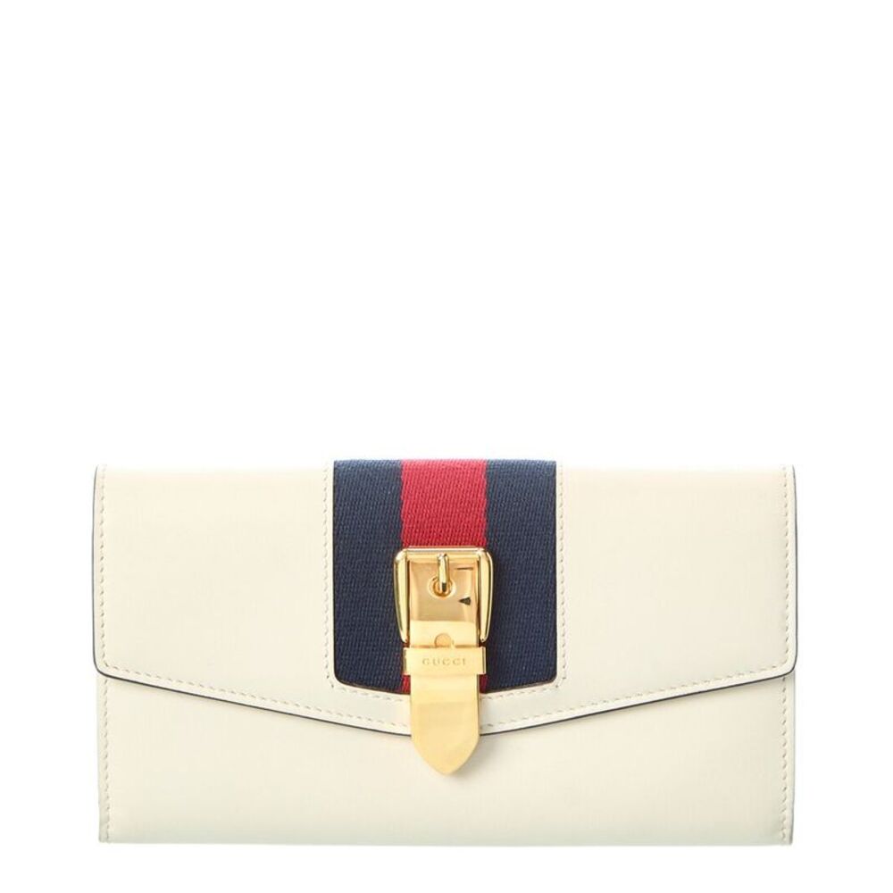 Gucci White Calfskin Leather Sylvie Continental Wallet (Authentic Pre-Loved)